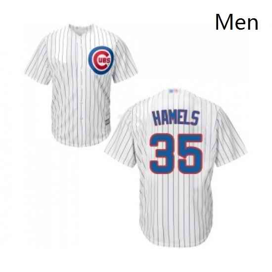 Mens Chicago Cubs 35 Cole Hamels Replica White Home Cool Base Baseball Jersey